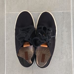 OluKai Black Canvas Sneakers with Tan Accents